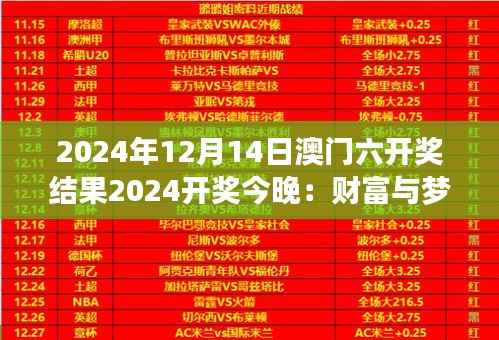 2024年12月14日澳门六开奖结果2024开奖今晚:财富与梦想的交汇点