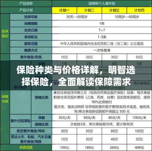 保险种类与价格详解,明智选择保险,全面解读保障需求