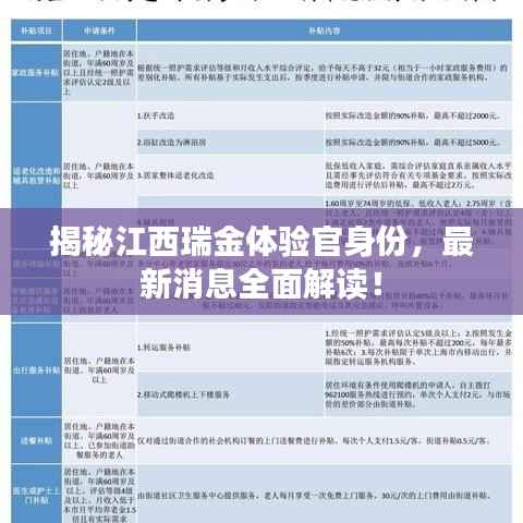 揭秘江西瑞金体验官身份,最新消息全面解读!