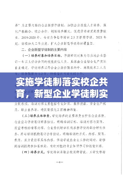 实施学徒制落实校企共育，新型企业学徒制实施方案 