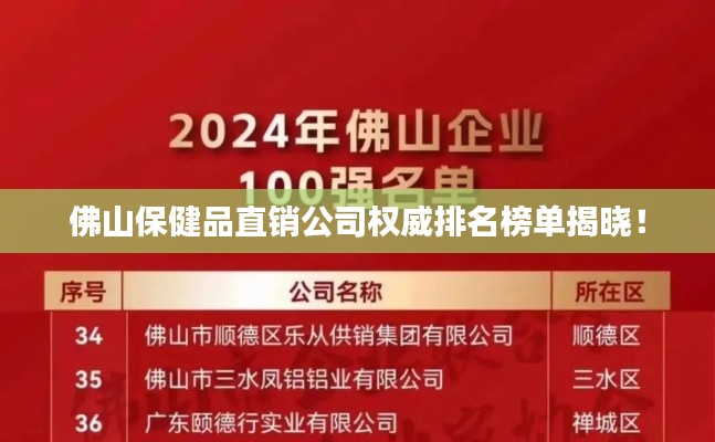 佛山保健品直销公司权威排名榜单揭晓！
